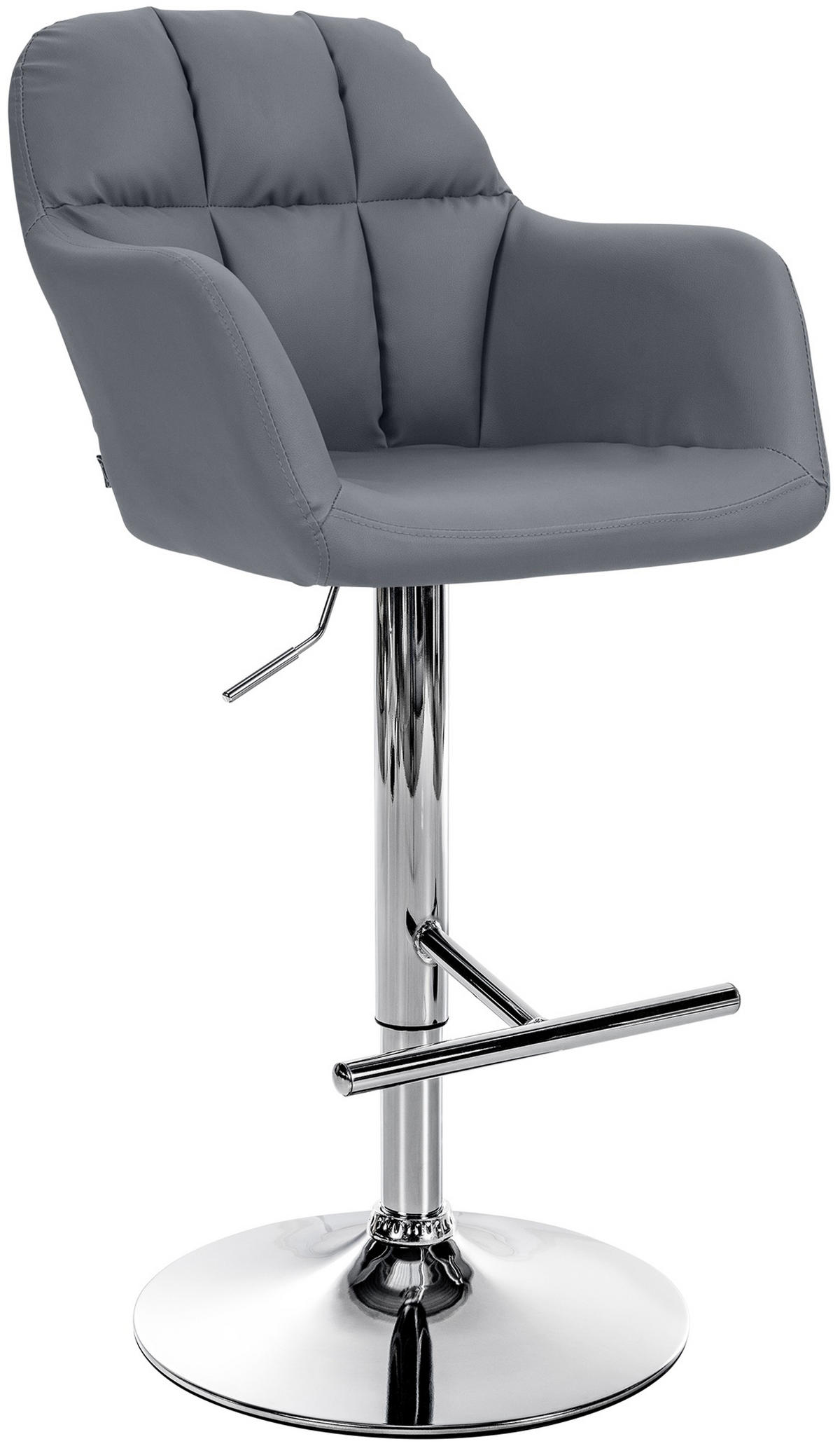 BARHOCKER Nardo Kunstleder chrom grau - Chromfarben/Grau, Kunststoff/Metall (57/118/59cm) - TPFLiving
