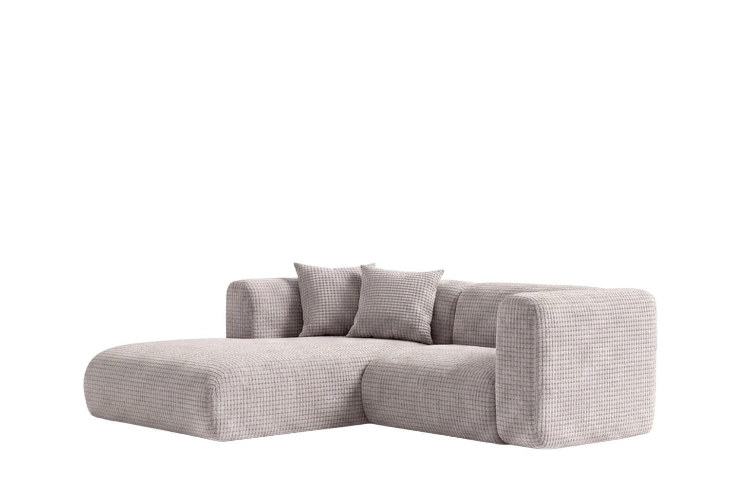 ECKSOFA L-Form mini, Chenille-Stoff Cremona, Hellgrau, Links, GRETA - Hellgrau, Holz (226/179cm) - Kaiser Möbel
