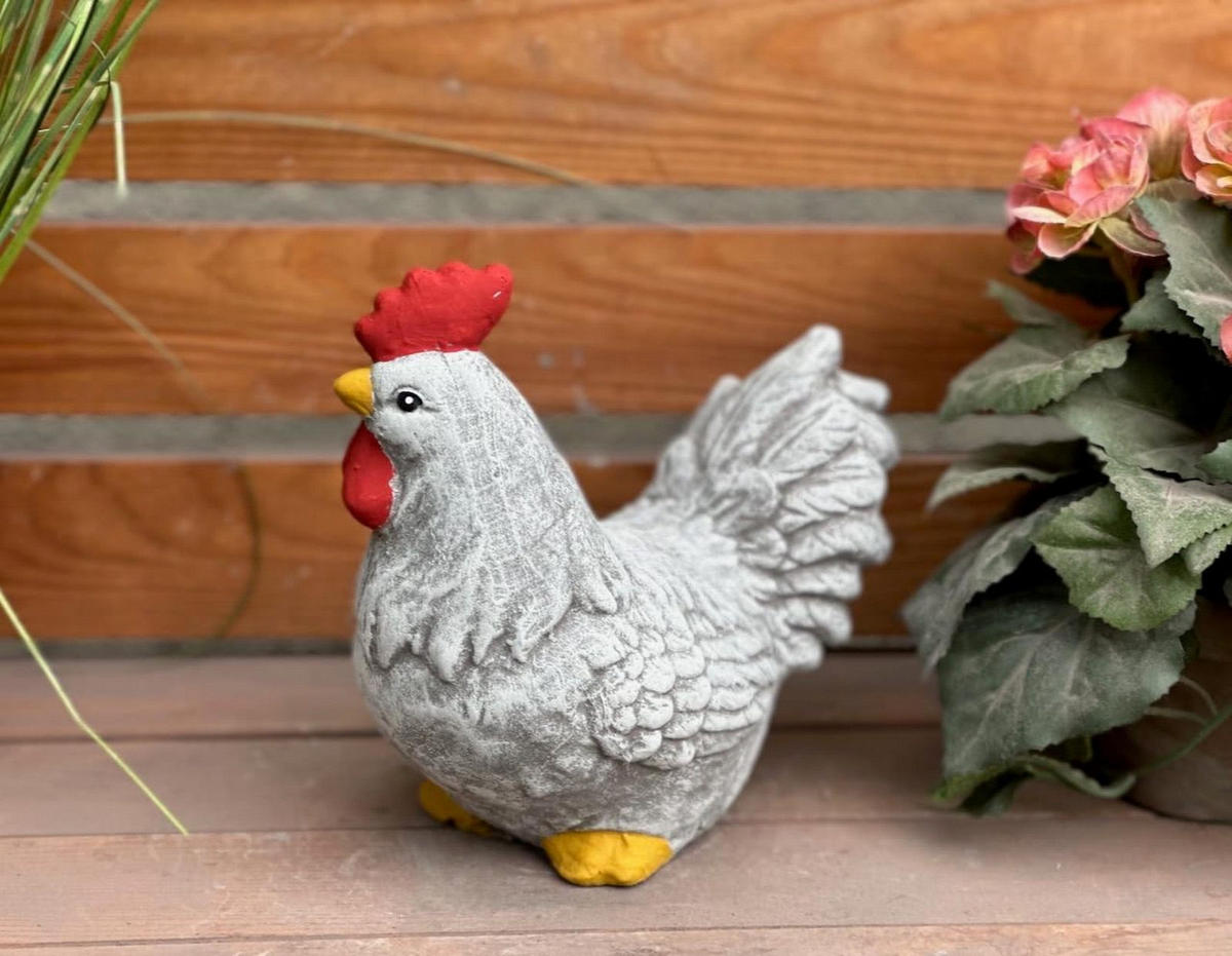 STEINFIGUR Henne Karla Huhn frostfester Steinguss massiv - Grau, Stein (9/16/19cm) - stoneandstyle