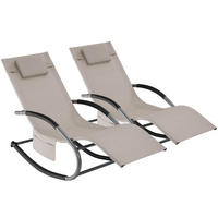 GARTENLIEGE Taya,abnehmbares Kopfpolster, seitliche Aufbewahrungstasche,beige - Beige, Kunststoff (62/92/142cm) - tectake