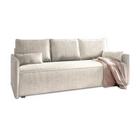 BETTSOFA MESTOR Creme Kordstoff mit Schlaffunktion - Creme, Textil (206/83/87cm) - MASSENO