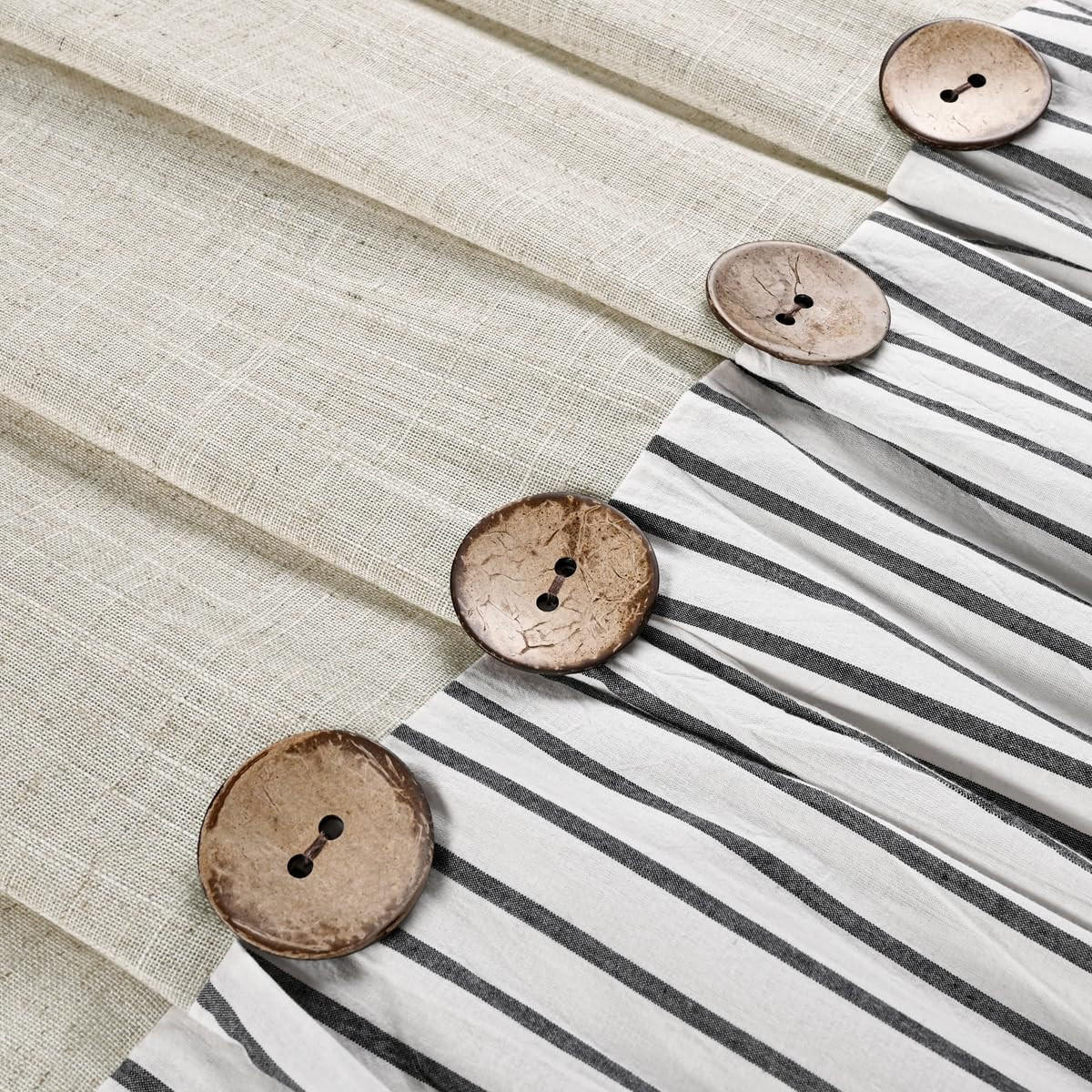 DUSCHVORHANG Schwarz Leinen Mischung gestreift maschinenwaschbar wasserdicht für Badezimmer Badewanne - Schwarz, Textil (183/183cm) - MCBOSON