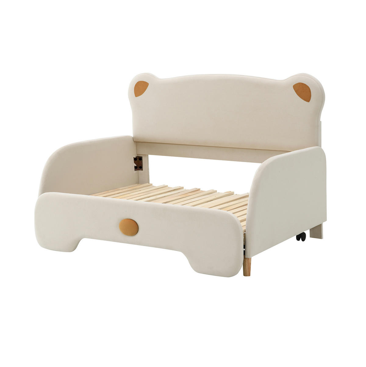 POLSTERBETT 140/200 cm beige aus Samt mit Ausziehbett - Beige, Textil (140/200cm) - OKWISH