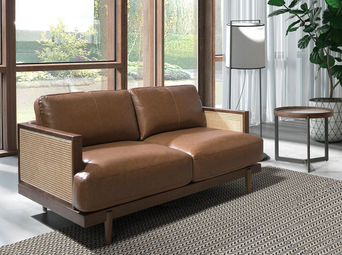 SOFA 2-Sitzer-Sofa aus braunem Leder 164/96/83 cm - Walnussfarben/Braun, Leder (164/83/96cm) - ANGEL CERDA