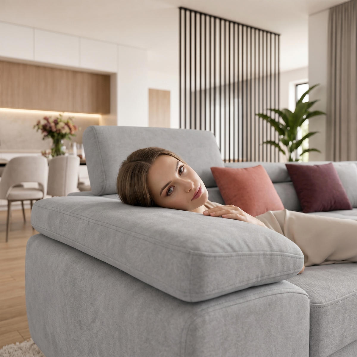 ECKSOFA WILD XXL Rechts mit Schlaffunktion 125x240 Velours Hellgrau - Silberfarben/Hellgrau, Holz/Textil (200/400cm) - Muffo
