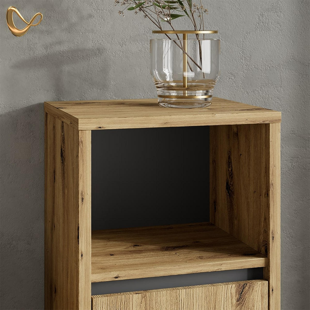 BADMÖBEL-SET Vomano Braun 4 Teile - Anthrazit/Braun, Holzwerkstoff (45/100/60cm) - Livinity®