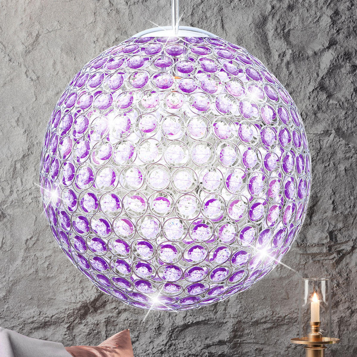 LED HÄNGELEUCHTE Acryl Kristall Lila - Lila, Metall (40/40/165cm) - Globo Lighting