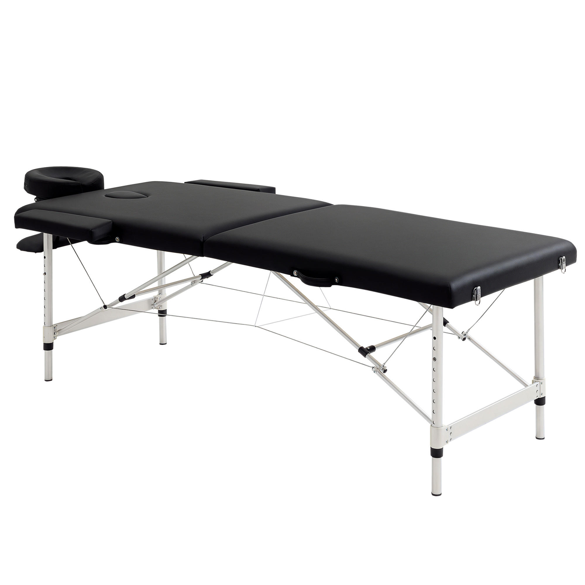 MASSAGELIEGE DE-18894 210x90 cm, höhenverstellbar, 225 kg Schwarz - Schwarz, Metall (90/84/210cm) - ComfortXL