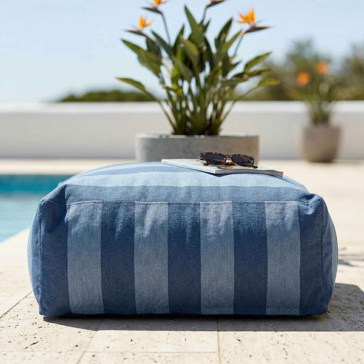 OUTDOOR-SITZSACK, Pazifikblau - Blau, Textil - Oviala