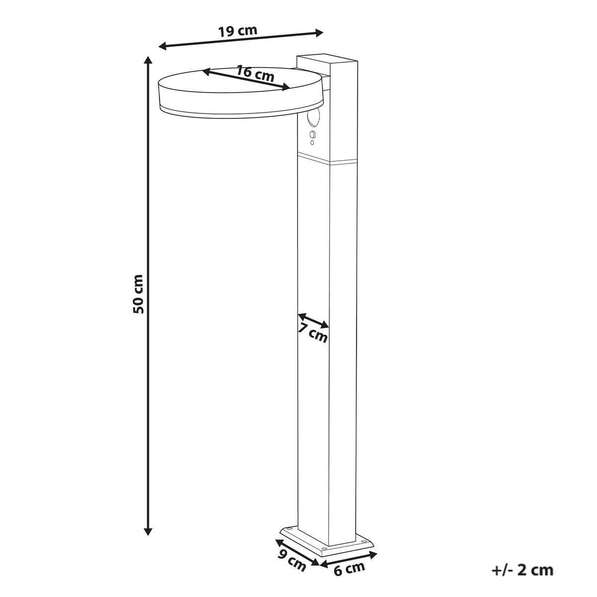 SOLAR-LED-POLLERLEUCHTE Schwarz Parkers - Schwarz, Metall (19/19/50cm) - Beliani