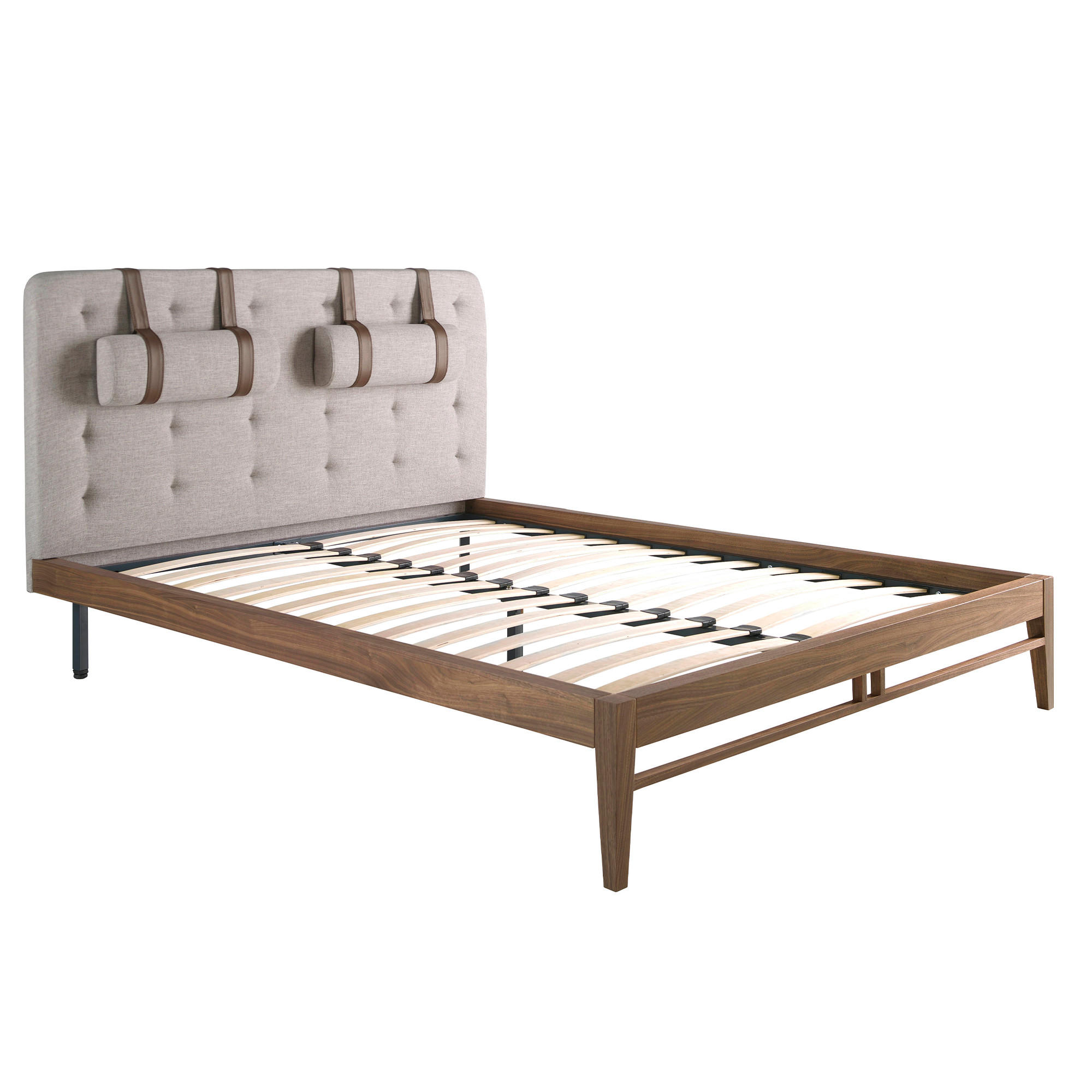 BETT Rechteckig Grau Walnuss 172/216/110 cm - Walnussfarben/Grau, Textil - ANGEL CERDA