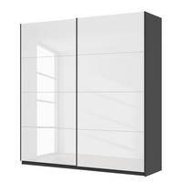 SCHWEBETÜRENSCHRANK - Weiß Hochglanz/Grau, Holzwerkstoff (225/236/68cm) - home24