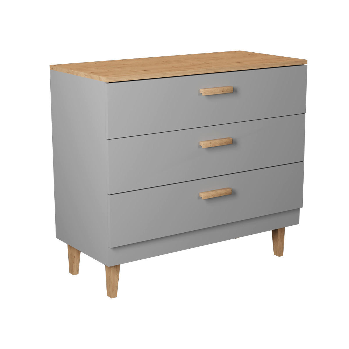 KOMODA Denver Siva - siva, leseni material (100/90/47cm) - Petits-meubles