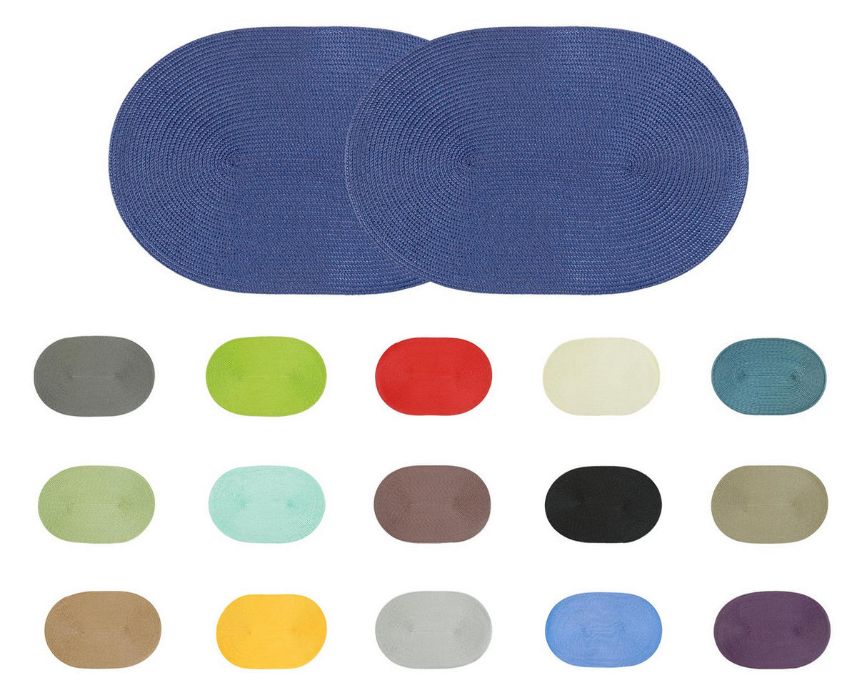 PLATZSET 2er Set Polypro Anis oval ca. 45x30 cm Tischset - Hellgrün, Kunststoff (30/45cm) - TiborTex