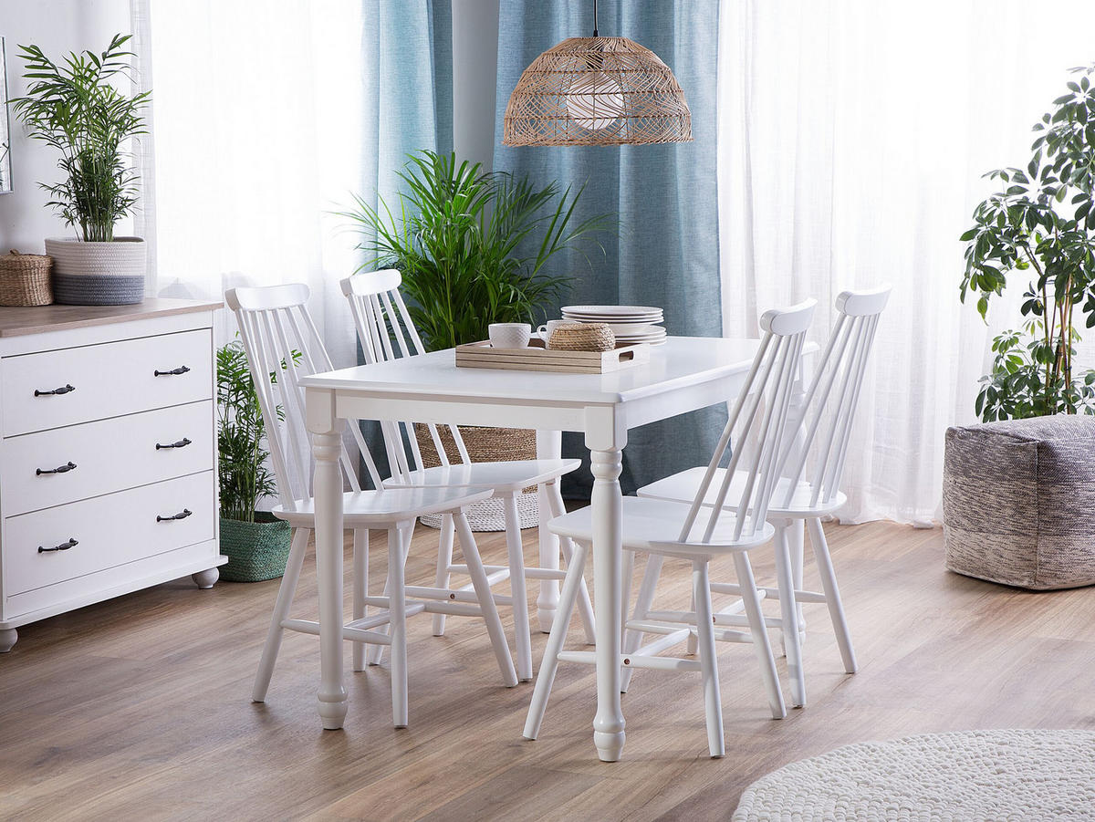 ESSTISCH 120/75/75 cm Weiß Rechteckig Cary - Weiß, Holzwerkstoff (120/75/75cm) - Beliani