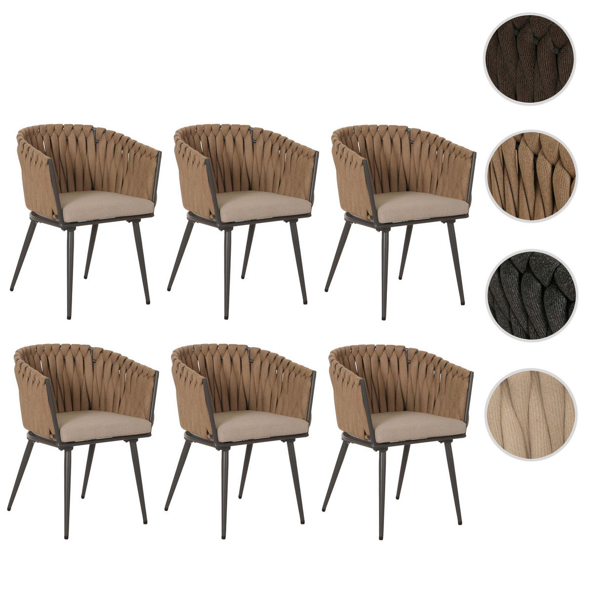 ESSZIMMERSTUHL Beige, Braun 6er-Set - Beige/Braun, Textil (61/82/57cm) - MCW