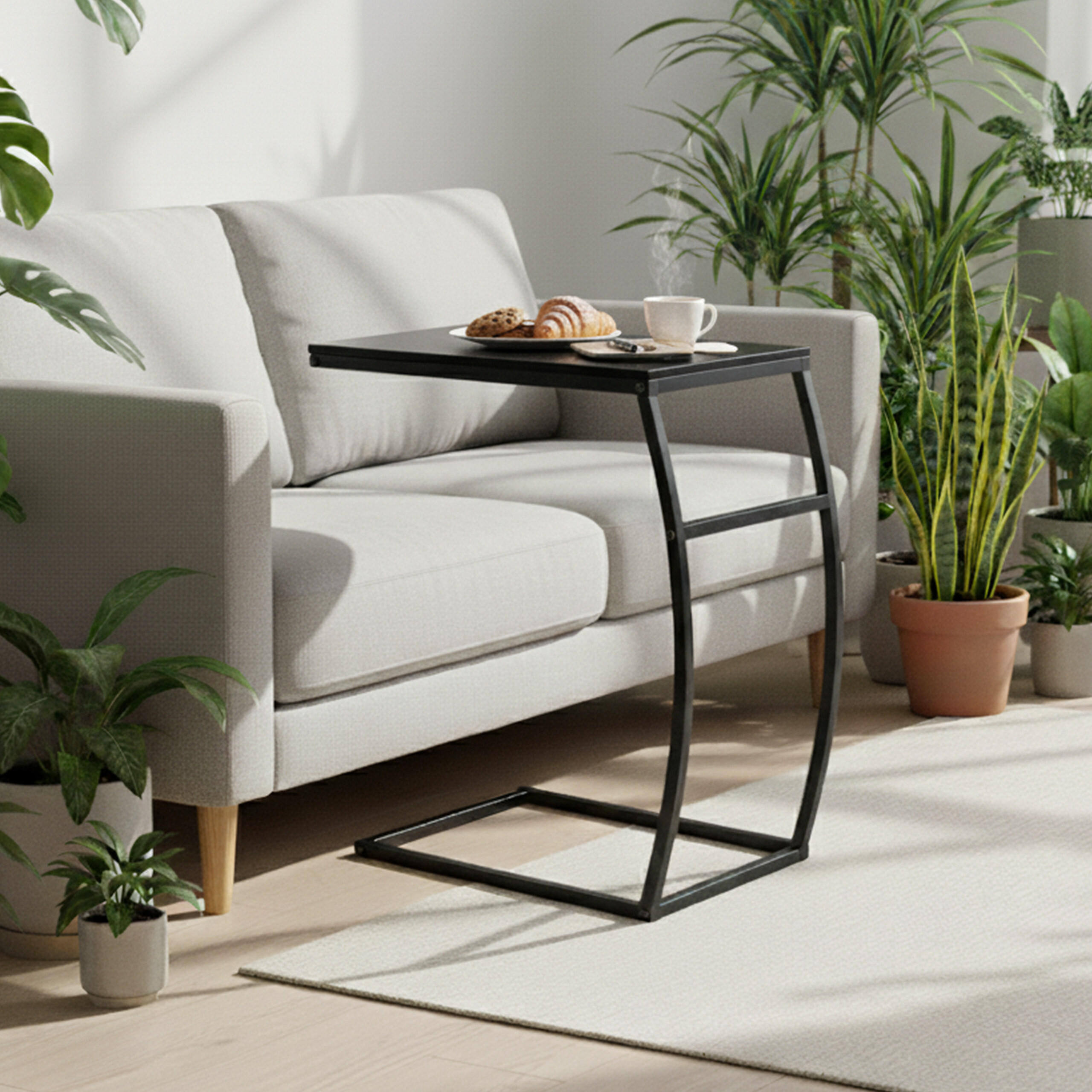 BEISTELLTISCH - Schwarz, Holzwerkstoff/Metall (25/47.5/58.5cm) - Relaxdays