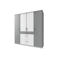 DREHTÜRENSCHRANK Click in Weiß mit Beton Lichtgrau - 179 cm Breite - Weiß, Holzwerkstoff (179/199/58cm)
