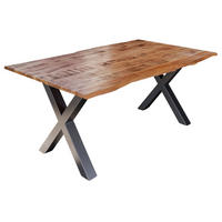 ESSTISCH DORA X - Beige/Silberfarben, Holz/Metall (80/120/77cm) - SAM