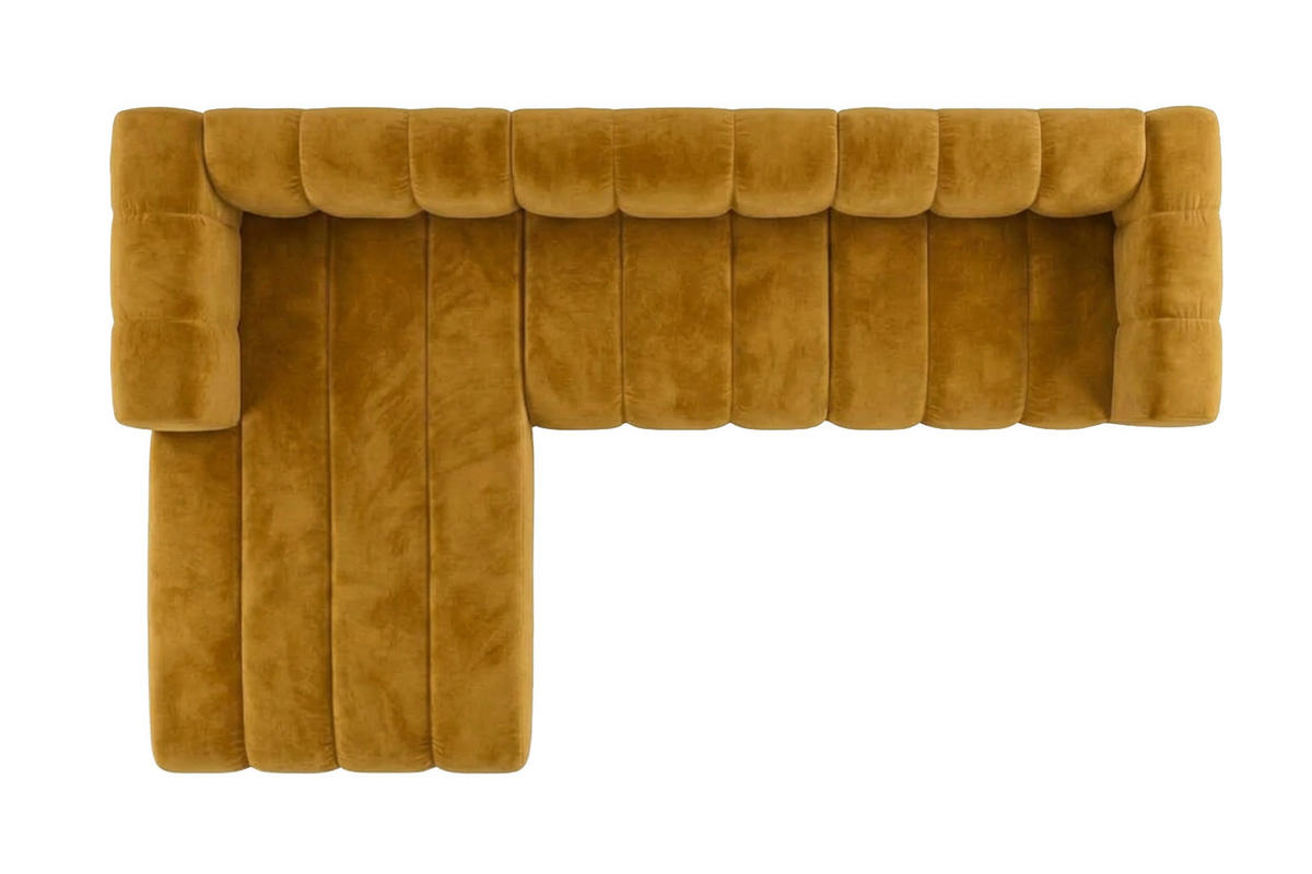 ECKSOFA Modulares In L-Form, Velvet-Stoff Riviera, Senffarbe, Links, GRAND 318 cm - Gelb, Holz (318/179cm) - Kaiser Möbel