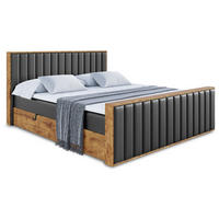 BOXBETT mit Matratze H4 und Lattenrost - LOLLI4-Z - 120x200 - Schwarz Kunstleder - Schwarz, Holzwerkstoff (120/200cm) - ALTDECOR