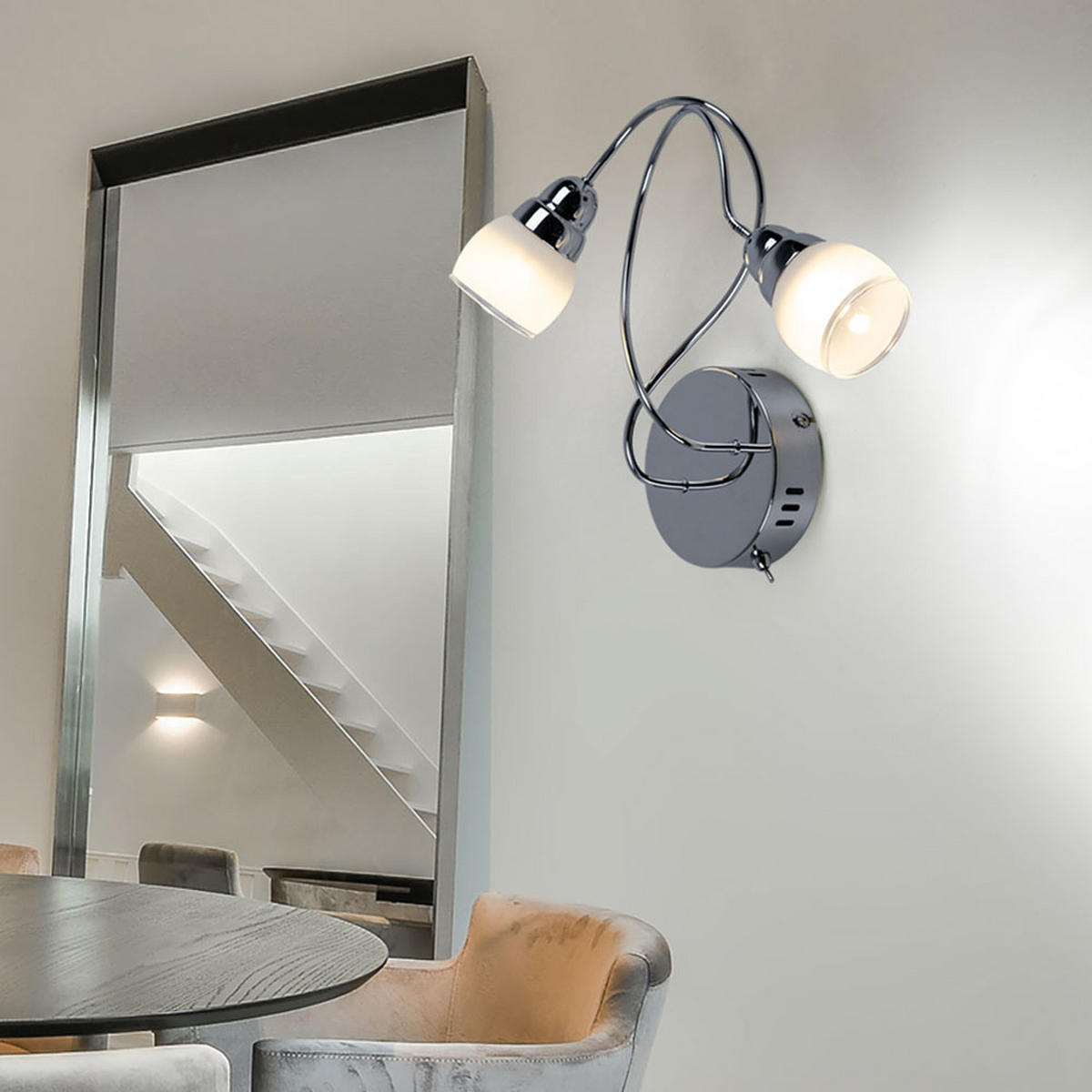 LED WANDLEUCHTE OHARA Metall Chrom - Silberfarben, Glas (35/30/12.5cm) - Esto