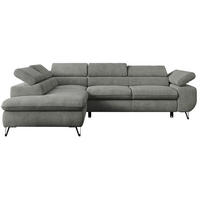 ECKSOFA PETER L Grau Struktur - Links Seite - Schwarz/Grau, Textil/Metall (208/273cm) - MKS
