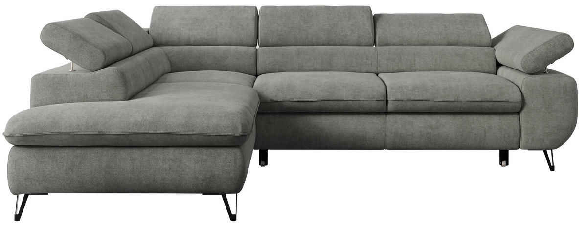 ECKSOFA PETER L Grau Struktur - Links Seite - Schwarz/Grau, Textil/Metall (208/273cm) - MKS