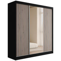 KLEIDERSCHRANK mit Spiegel V2-ZENTI 215x200 cm Schwarz|Weiß - Schwarz/Weiß, Holzwerkstoff (200/215/61cm) - ALTDECOR