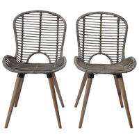 ESSZIMMERSTÜHLE 2 Stk. Braun Natürliches Rattan 48*64*85cm - Braun, Naturmaterialien (48/85/64cm) - ZMH