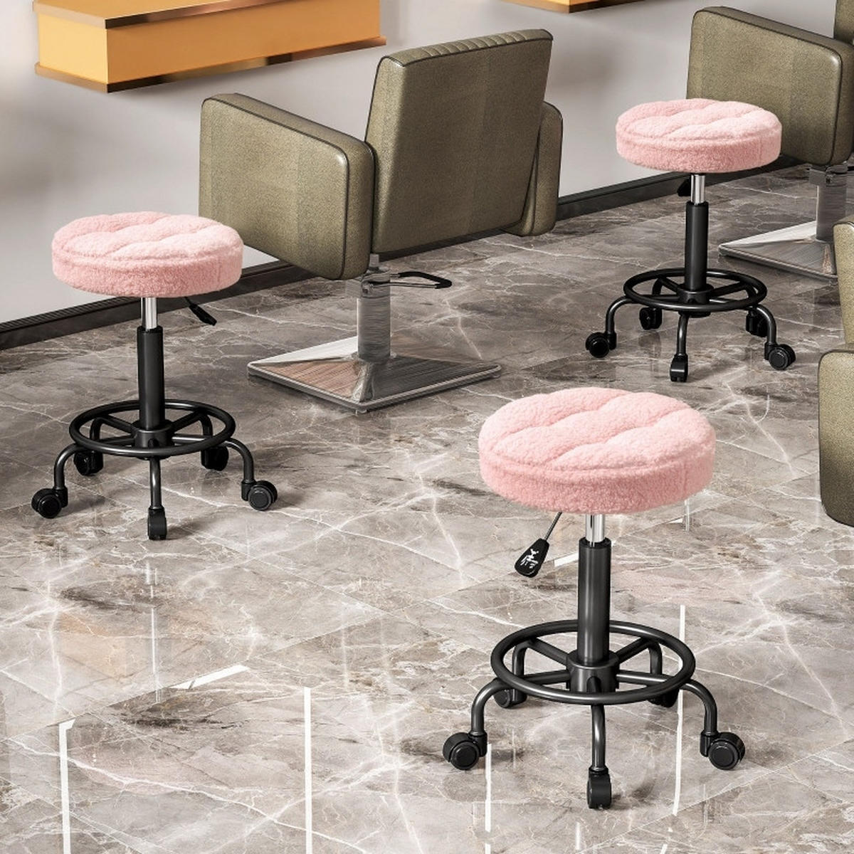 ROLLHOCKER höhenverstellbar 50-66 cm Pink - Pink, Kunststoff (50/66/50cm) - Meubliv