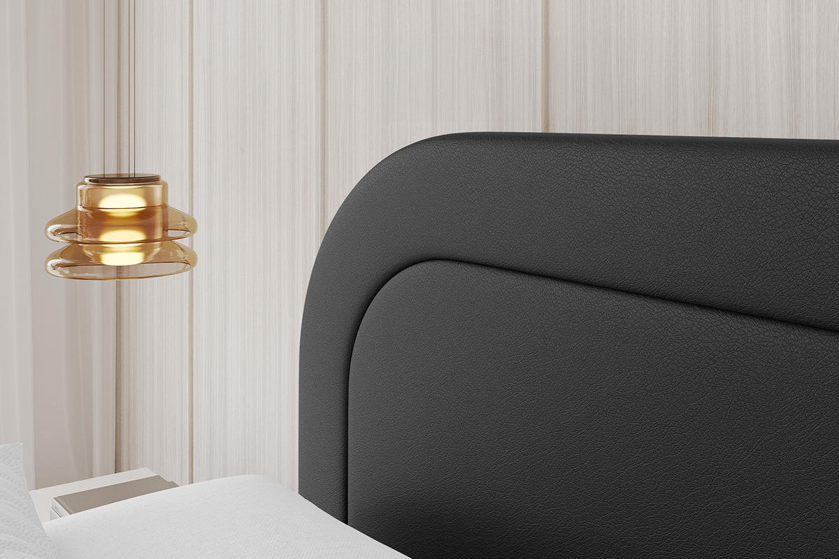 POLSTERBETT mit Bettkasten und Lattenrost, Boxbett ohne Matratze - LERIS 120x200 Schwarz Kunstleder - Schwarz Hochglanz, Holzwerkstoff/Textil (120/200cm) - ALTDECOR