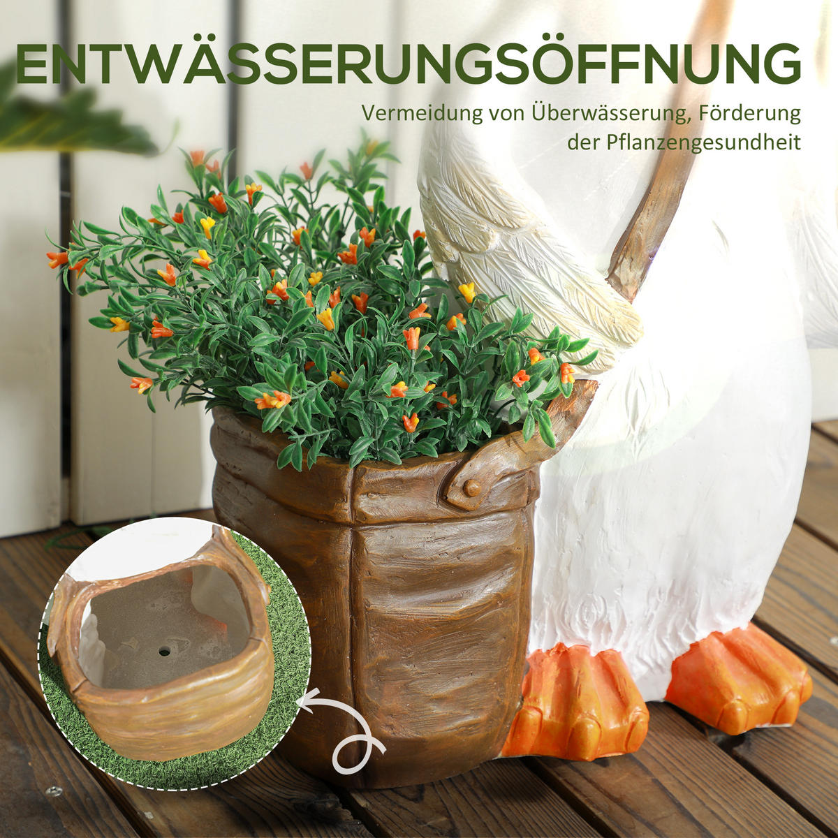 PFLANZTOPF mit Entwässerungsbohrung, Kräutertopf für Indoor, Outdoor, Kunstharz - Weiß, Kunststoff (60cm) - Outsunny
