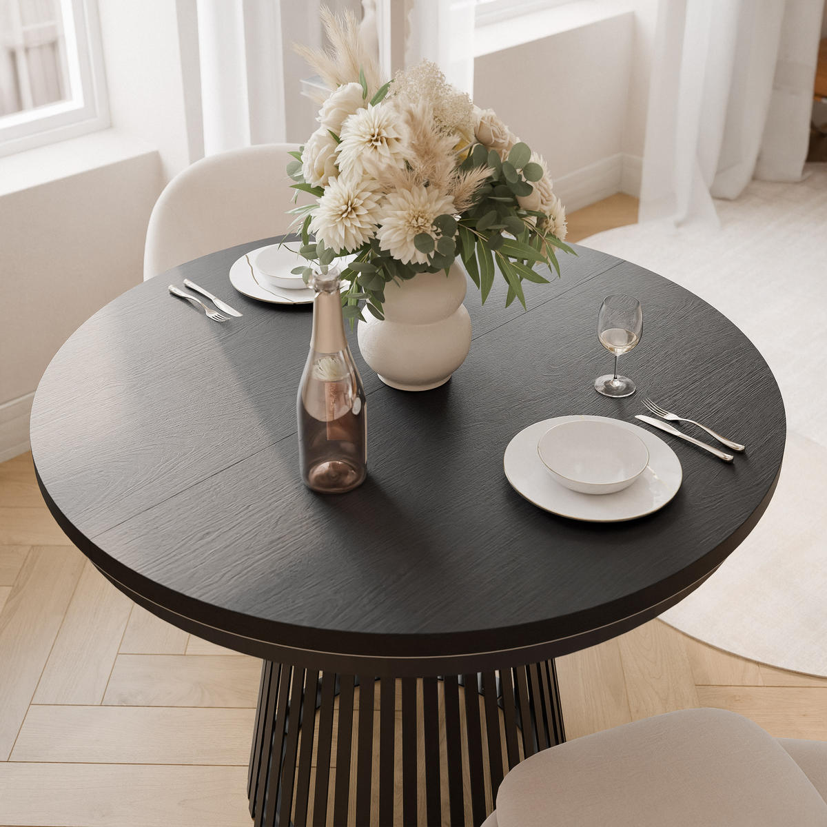 AUSZIEHTISCH AUREA 100-180/75 cm, Schwarz - Schwarz, Holzwerkstoff/Metall (100/100/75cm) - Idohome