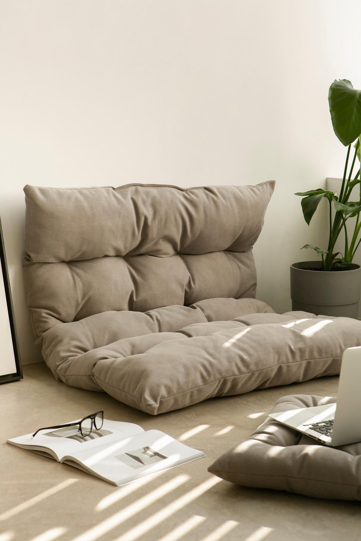 BODENKISSEN aus taupefarbener Baumwolle, 120/100 cm CIELO - Taupe, Textil (120/100/8cm) - RNT By Really Nice Things
