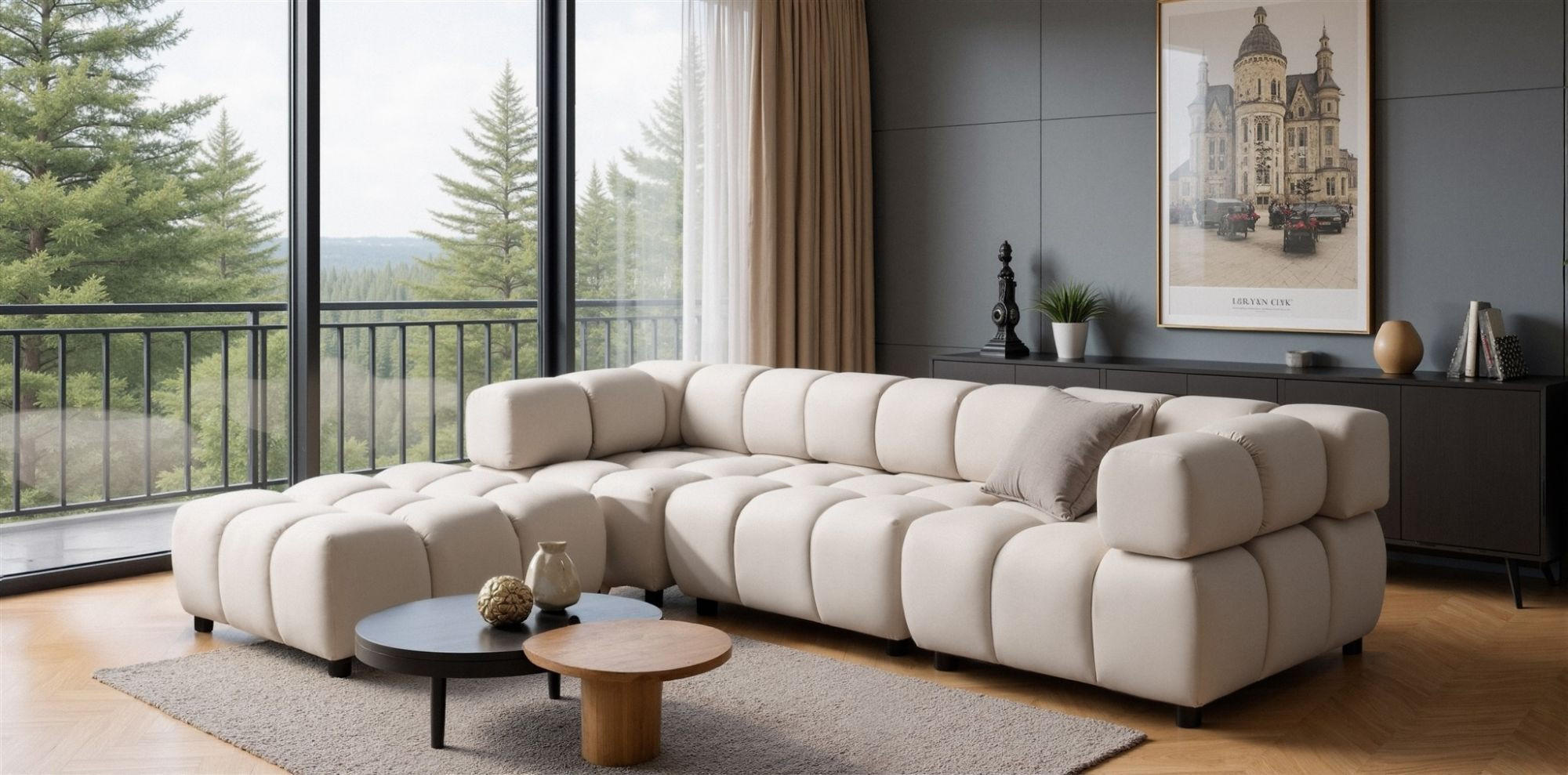 Thumbnail - Fun Möbel Sofa, Creme, Textil, 288x71x96 cm, Wohnzimmer, Sofas & Couches, Sitzgarnituren