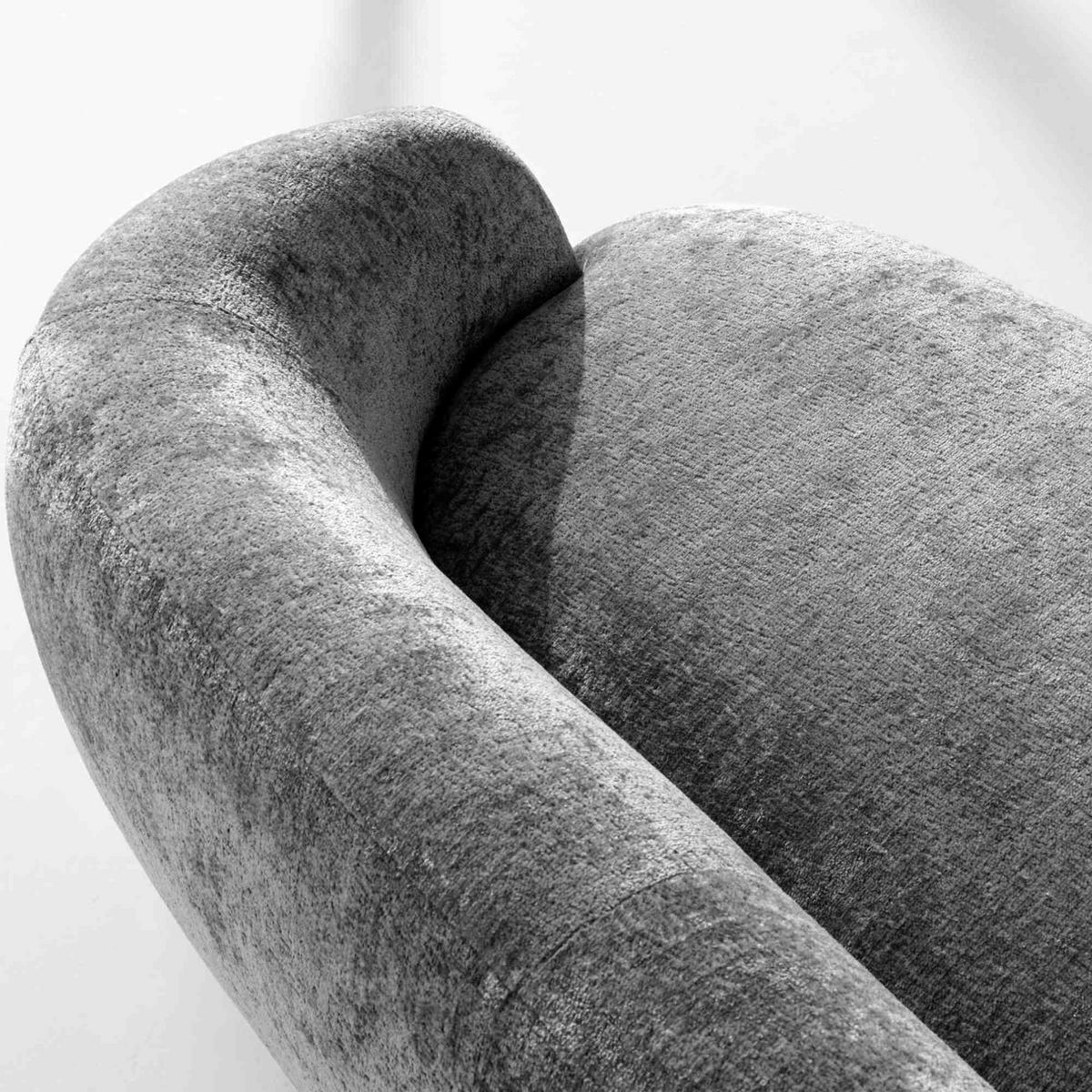 3-SITZER-SOFA NELUM, Chenille-Stoff, Grau - Schwarz/Grau, Holz/Holzwerkstoff (190/68/88cm) - KONSIMO®