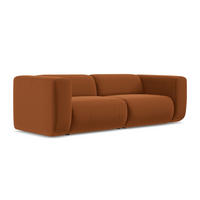 3-SITZER SOFA Samt Stoff Orange - Terra cotta/Schwarz, Kunststoff/Textil (228/70/89cm) - Makamii