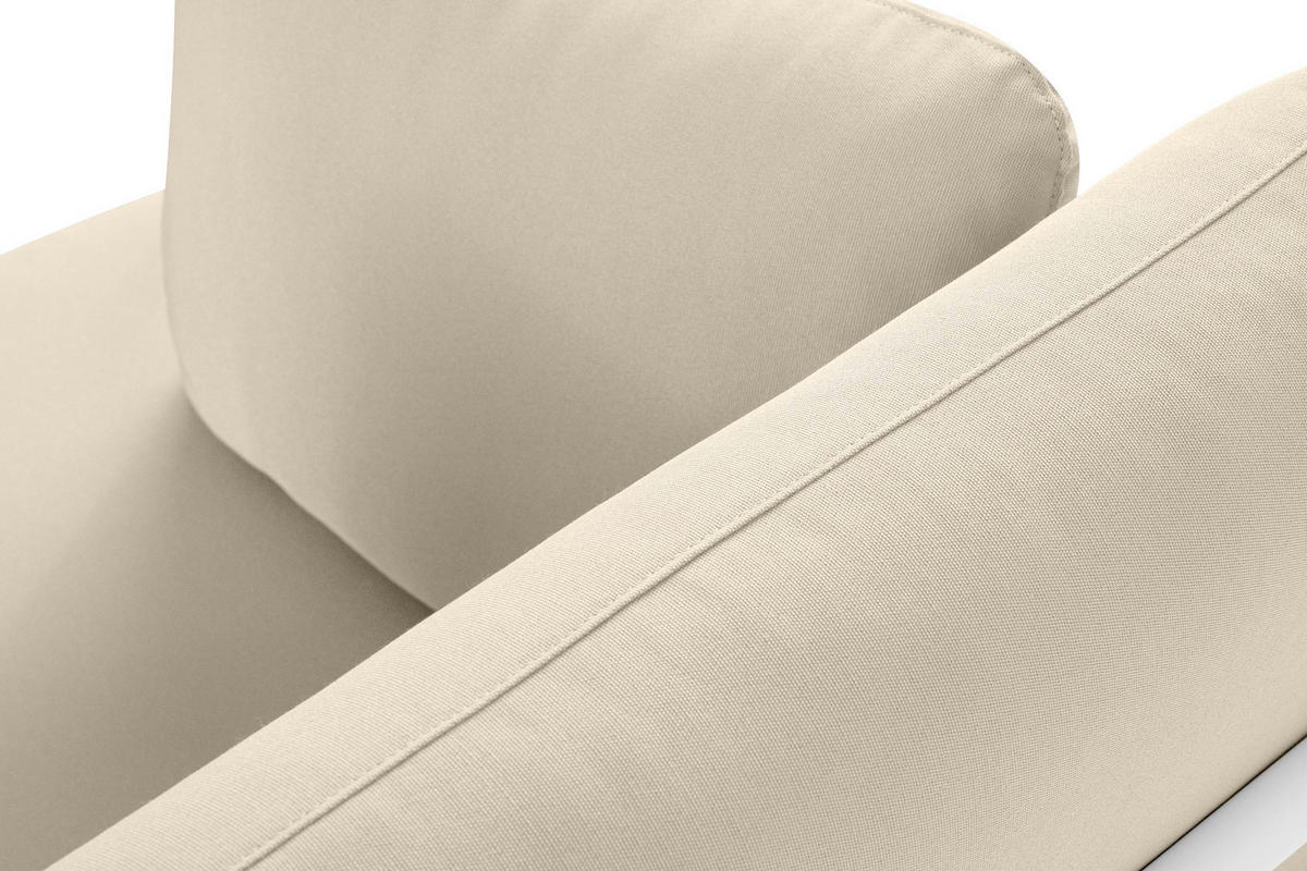 GARTENSOFA RAMBE 3-Personen mit Kissen, Weiß/Cremeweiß - Creme/Weiß, Textil/Metall (225/80/80cm) - KONSIMO®