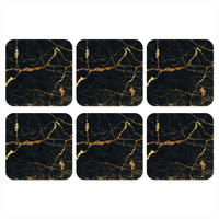 GLASUNTERSETZER 6er-Set Gold - Marmor - Glitzer - Luxus 10x10 cm - Goldfarben, Naturmaterialien (10/0.2cm) - MuchoWow