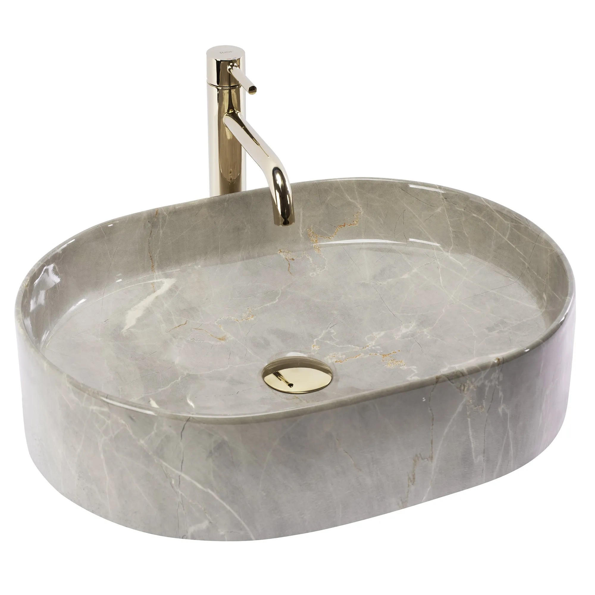 AUFSATZWASCHBECKEN NADIA 50 KASHMIR 50/38/14 cm - Grau, Keramik (50/14/38cm) - REA