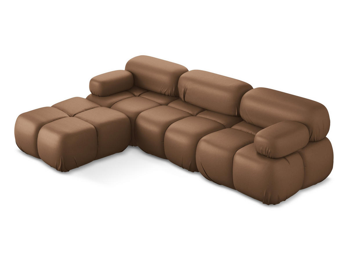 ECKSOFA Beidseitig Kunstleder Braun - Lila/Schwarz, Leder/Kunststoff (285/191cm) - Makamii