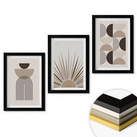 WANDBILDER 3er-Set - 20x30 cm Schwarzer Rahmen - Abstrakte Formen beige braun - Schwarz, Kunststoff (20/30cm) - ArtPrintCave