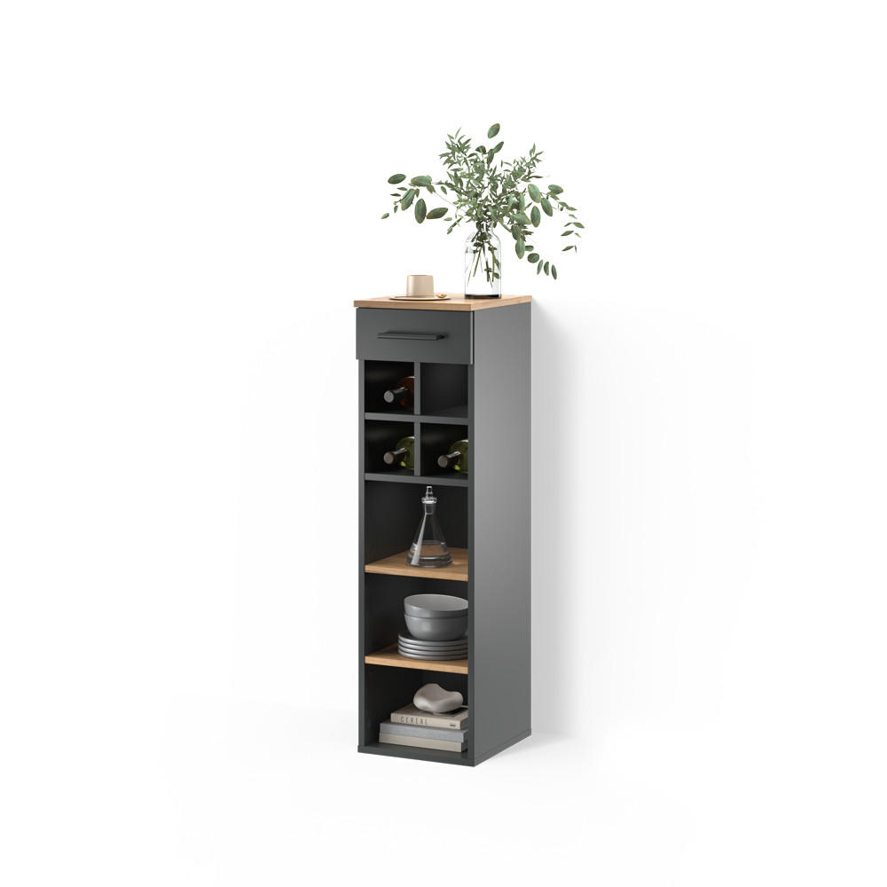 WEINREGAL Regusa Goldkraft Eiche/Anthrazit 30 x 106 cm - Honigeiche/Anthrazit, Holzwerkstoff (30/106/34.5cm) - Livinity®