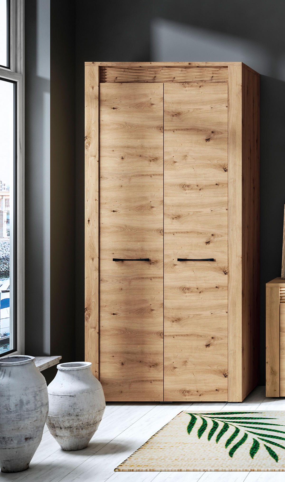 KLEIDERSCHRANK Artis Artisan Eiche 92 / 55 / 200cm - Eiche Artisan/Braun, Holz/Holzwerkstoff (92/200/55cm) - Feldmann-Wohnen