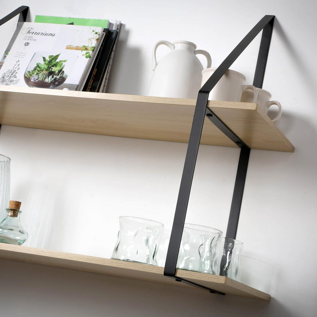 WANDREGAL mit großer Tiefe und 2 Ebenen - P30 cm. - Eschefarben, Holzwerkstoff (30/60/80cm) - Calicosy