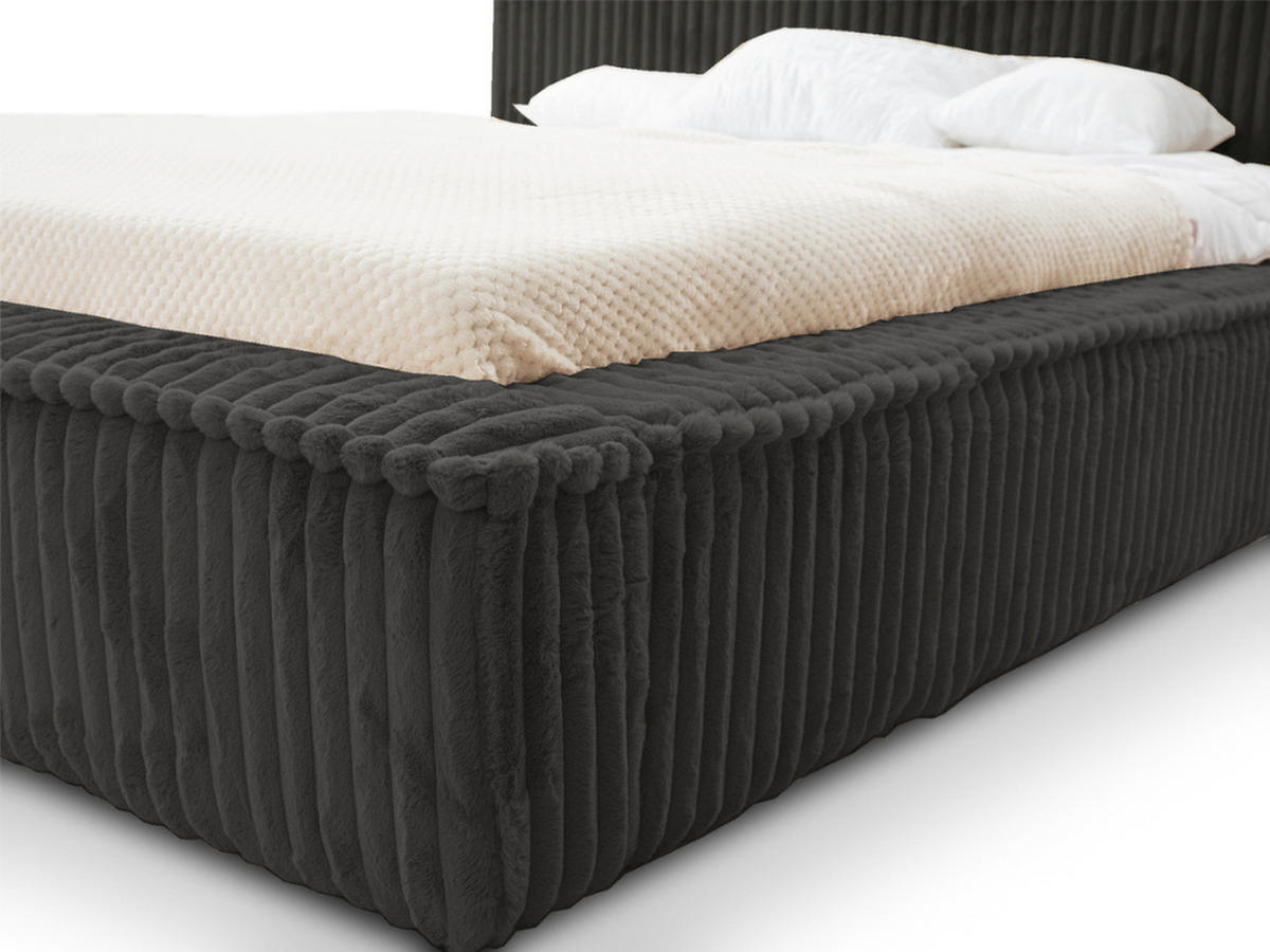 POLSTERBETT Lago 140x200 Schwarz - Schwarz, Textil (140/200cm) - Graingold