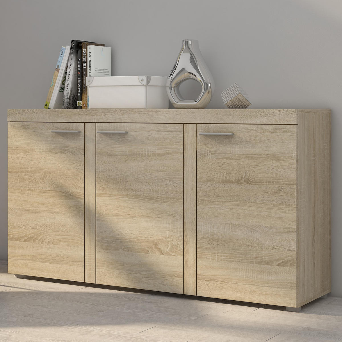 SIDEBOARD RITMO 149x40x82 cm mit 3 Türen Sonoma Eiche - Sonoma Eiche, Holzwerkstoff (149/82/40cm) - MASSENO