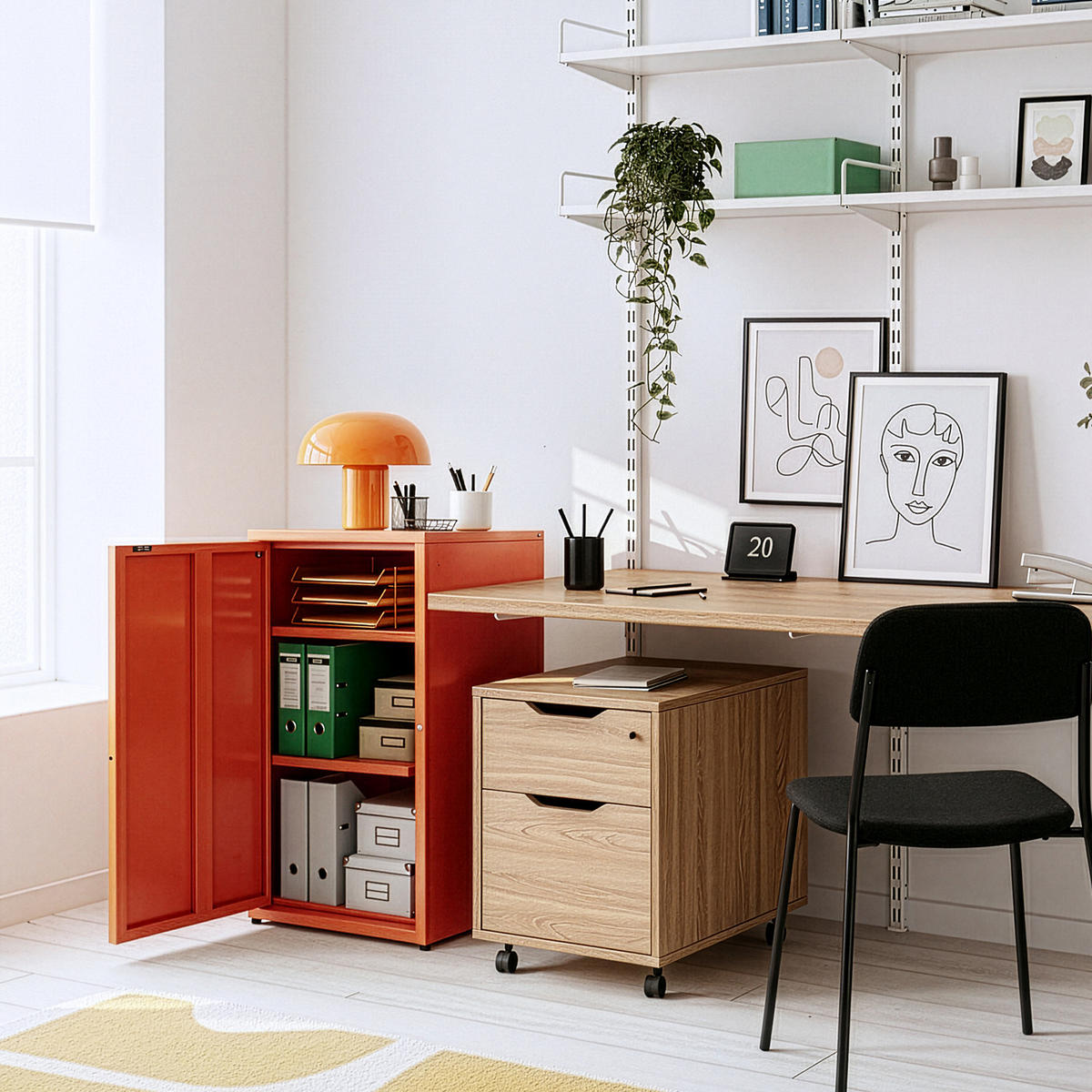 AKTENSCHRANK Burlöv - Dunkelbraun, Metall (40/88/35cm) - [en.casa]