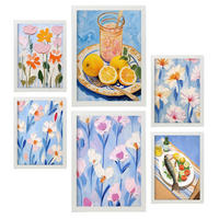 POSTER Set Mit 6 Blauer Sommer In Foodies A3 & A4 Weißer Rahmen - Weiß, Papier (29/3cm) - Nacnic